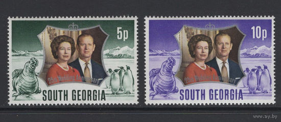 Южная Георгия остров /South Georgia island 1972** Королевская серебряная свадьба Королева Елизавета II и принц Филипп Mi#43-44