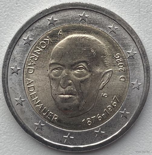 Германия 2 евро 2026 г. Конрад Аденауэр