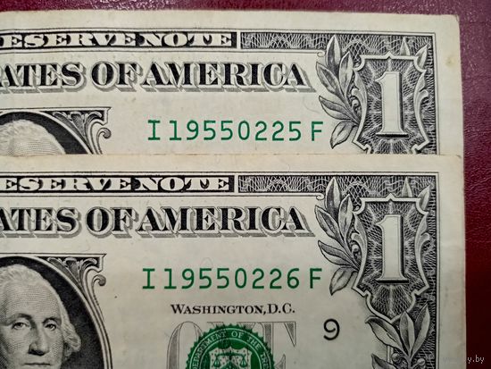 1 доллар США 1995 года. Дата рождения (гггг.мм.дд.), два номера подряд. Торг