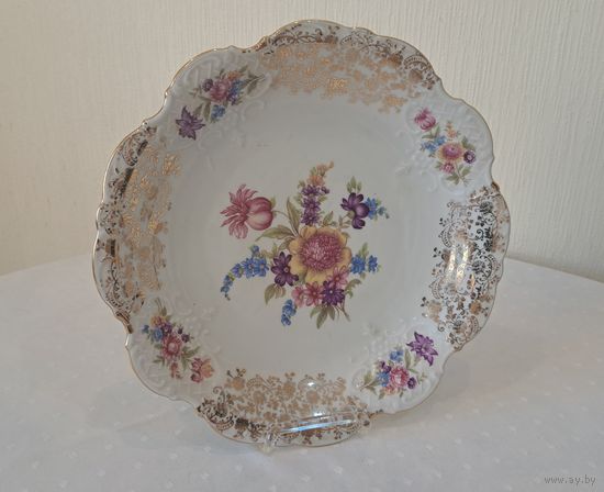 Блюдо фарфор слоновая кость позолота Oscar Schaller Bavaria 50-е годы