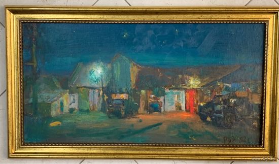 Рей И.П "Синяя ночь". 1992 год. 36х69,5см. К/М.