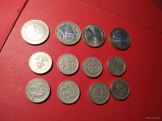 16 фунтов Стерлинга (2 фунта 4 шт и фунт 8 шт.) С рубля. Прекрасный набор. (2)