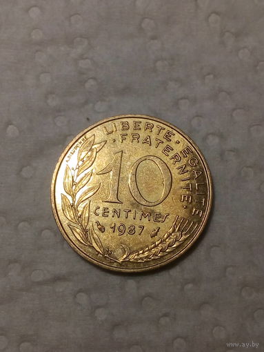 10 сантимов Франция 1987 год